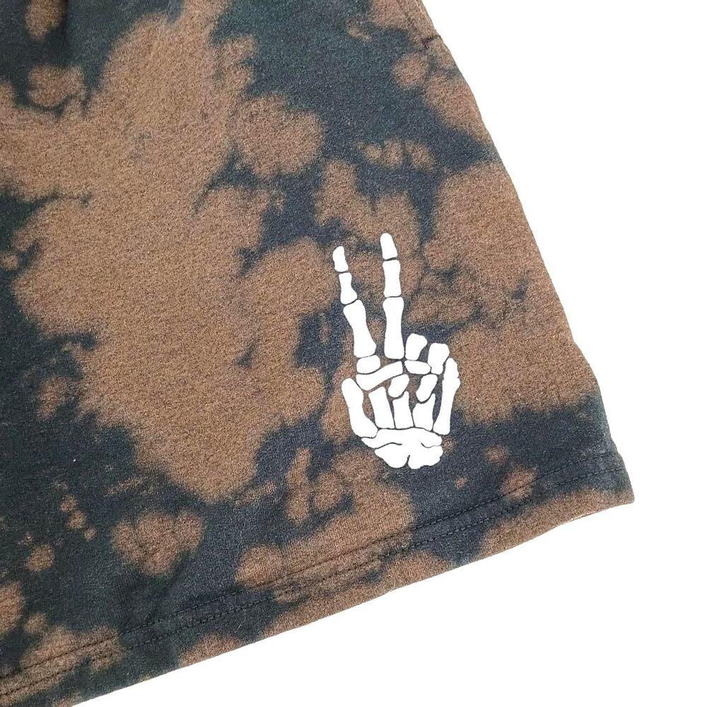Artist Union Black & Brown Acid Wash Sweatshorts Skeleton Grunge Goth M - Picture 4 of 7